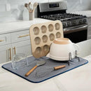 S&T INC. Dish Drying Mat XL, 18” x 24”, Absorbent Microfiber Kitchen Counter Mat, Dish Drying Pad for Dishes, Utensils, Pots and Pans, Extra Large, Blue Stockinette by CozyNest Decor