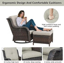 Wicker Outdoor Furniture Patio Furniture Set - 6 Piece Patio Conversation Set with Swivel Rocker Chairs, Loveseat Sofa, Ottomans and Coffee Table, Beige Cushion by GreenHaven Gardens