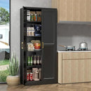 71" Storage Cabinet, Metal Pantry Cabinet, Kitchen Pantry Storage Cabinets with Doors and 4 Shelves for Laundry Room, Living Room, Dinning Room, Assembly Required, Black by CozyNest Decor