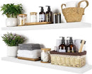 BGMG Wood Floating Shelves 36 inch Long, Wide Rustic Wooden Wall Shelves for Bathroom Living Room Bedroom Kitchen Farmhouse Set of 2-36x6.7x1.25 inch-White by CozyNest Decor