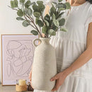 Ceramic Rustic Vase, 12.8" Large Flower Vases Home Decor Pottery Farmhouse Decorative Vase Boho Neutral Pampas Vases for Mantel Entryway Table Living Room Shelf Kitchen by CozyNest Decor
