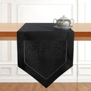 D'Moksha Homes Black Linen Table Runner 90 Inches Long - 100% Pure Linen Diamond Table Runner 14 x 90 Inch for Dining, Fall and Halloween - Machine Washable by CozyNest Decor