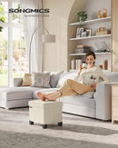 SONGMICS Storage Ottoman, Small Ottoman Foot Rest with Legs, 12.6 x 15.8 x 13.2 Inches Foot Stool, Load up to 660 lb, for Living Room, Bedroom, Dorm, Cream White ULSF012W01 by CozyNest Decor