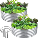 FORTUNO 2 Pcs 2 Ft Round Raised Garden Bed Box Galvanized Metal Outdoor Flower Bed Steel Patio Ground Planter for Planting Vegetables and Herbs, Silver by GreenHaven Gardens