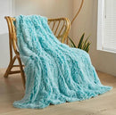 XeGe Plush Faux Fur Throw, Aqua Comfy 50x60 Fuzzy Blanket, Luxury Boho Lightweight Couch Throw, Autumn Ultra Soft Fluffy Shaggy Lap Blanket for Couch Bed Sofa Chair Ombre Aqua Green by CozyNest Decor