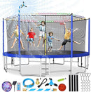 Upgraded 10/12/14/15/16FT Trampoline Outdoor, Large Kids Trampoline with Light, Stakes, Sprinkler, Backyard Trampoline with Basketball Hoop and Net, Capacity for 4-6 Kids and Adults by TinyTreasures Baby Boutique
