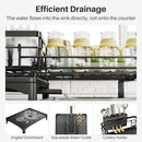 Dish Drying Rack - Extendable Dish Rack, Large Sink Drying Dish Drainer for Kitchen Counter, Stainless Steel Dish Strainer with Utensil Holder (Black) by CozyNest Decor