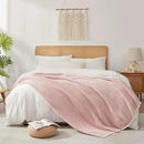 Snuggle Sac Pink Waffle Bedding Blankets Queen Size 90x90 inches, Reversible Microfiber Fluffy Fuzzy Soft Throw Cozy Knit Blanket for Women Mothers Birthday Gifts by CozyNest Decor