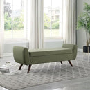 HomePop Modern Storage Bench with Wood Legs Home Décor|Bench with Storage for Living Room & Bedroom - Olive Green Woven by CozyNest Decor