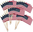 Super Tough Small American Stick Flags 4’’x6’’ | Cotton Outdoor Flag on 10’’ Wooden Stick with Spear Tip | Hand Held Flags Patriotic Decor for Various Holiday Parties and National Flag Day | 500 Pack by GreenHaven Gardens