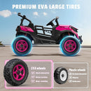 24V 2 Seater Ride on Car Truck, 4x200W, EVA Tires, 4WD/2WD, Rainbow Lights, Remote Control, Shock Absorbers, Bluetooth, Ride On UTV Toy for Kids Ages 3-8, Pink by TinyTreasures Baby Boutique