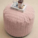 Round Stuffed Pouf Ottoman for Foot Rest, Storage Ottoman Pouf Foot Stool Cushion, Faux Fur Poufs with Foam Chunk Filling, 26 X 18 Inch Floor Chair for Living Room Bedroom Home Decor, Pink by CozyNest Decor