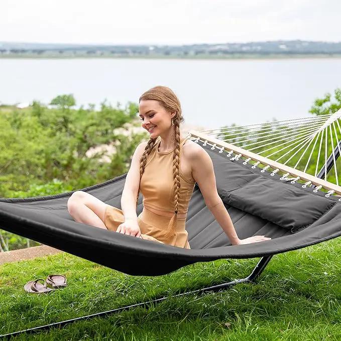 SUNCREAT Hammocks for Outside with 15 ft Stand, Stand Alone Hammock, 475 lbs Capacity, Dark Gray, photo 2 of 8