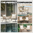 IDZO Isabelle Upgraded 2000 Hours UV Wicker Chairs Outdoor Set of 2, 500 lbs Capacity Outdoor Patio Chair, All-Weather Club Chair with Water-Resistant Olefin Cushions, Boho Style, Beige by CozyNest Decor