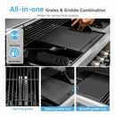 2 in 1 Propane Griddle Grill Combo, 6-Burner Propane Gas BBQ Combo Grill with Porcelain-Enameled Cast Iron Grates & Plate, 42,000 BTU with Side Stove for Outdoor Cooking Camping Patio Backyard by GreenHaven Gardens