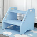 AMBIRD Wooden Step Stool, Two Step Stools 300 lbs Capacity with Safety Non-Slip Pads and Handles, Bamboo Step Stool for Bathroom, Kitchen Dual Height Step Stools for Kids (Sky Blue) by TinyTreasures Baby Boutique