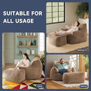 Giant Bean Bag Chairs for Adults, Oversized Chaise Lounge Chair Indoor with Memory Foam - Plush Boneless Lounger & Ottoman for Bedroom, Living Room, Gaming & Reading, Lazy Floor Sofa Chair, Khaki by CozyNest Decor