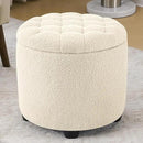 Furniliving Modern Round Storage Ottoman,Button Tufted Ottoman Foot Stools Ottoman Footstool with Removable Lid Storage Ottomans for Living Room, Bedroom, Makeup Room，Sherpa, IvoryWhite by CozyNest Decor