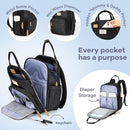 RUVALINO Diaper Bag Backpack-Multifunction Baby Travel Bag with Changing pad, Insulated Bottle Holders & Pacifier Case, Large Capacity, Waterproof, Black Leopard by TinyTreasures Baby Boutique