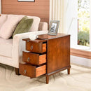 PADMA HOUSE Solid Wood End Table with 3 Drawers, Fully Assembled Nightstand with Sliding Shelf, Pre-Assembled Vintage Wooden Beside Table in Cherry Brown for Small Space,13.4 * 22.4 * 22.6in by CozyNest Decor