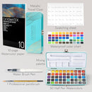 CHROMATEK Watercolor Paint Set – 50 Vivid Colors Including Transparent, Opaque & Pastel – Art Kit with Brush, Water Pen, Palette, Color Chart, Swatch Sheets, Pad & Metal Travel Case by TinyTreasures Baby Boutique
