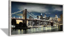 Framed Brooklyn Bridge Wall Art: Large Size New York Cityscape Skylines Night Scene Modern Picture Artwork for Home Office Decoration (48” X 24”) by CozyNest Decor