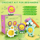 Crochet Kit for Beginners - 4PCS Flowers Complete Crochet Starter Kit with Step-by-Step Video Tutorials, Beginner Crochet Kits for Adults Kids Women, Flower Family Crocheting Set by TinyTreasures Baby Boutique