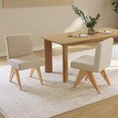 Mid Century Modern Farmhouse Dining Chairs Set of 2, Upholstered Armless Kitchen Chairs with Back and Wooden Legs, Linen Beige by CozyNest Decor