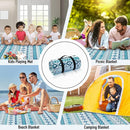 PY SUPER MODE Picnic Blankets Extra Large, Waterproof Foldable Outdoor Beach Blanket Oversized 83x79” Sandproof, 3-Layer Picnic Mat for Camping, Hiking, Travel, Park, Concerts(Teal Boho) by TinyTreasures Baby Boutique