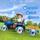 24V Ride On Tractor w/Tiltable & Detachable Trailer, 2x65W Motors, EVA Tires, Remote Control, Bluetooth, Shifter, Music, Electric Car for Kids Ages 2-5, Blue by TinyTreasures Baby Boutique