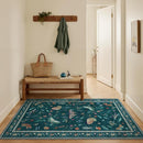 3x5 Washabl Rug with Insect Print - Bug Rug Non-Shedding Stain Resistant Soft Small Carpet for Bedroom, Low Pile Ultra-Thin Machine Washable Carpet for Nursery,Entrance, Office (3'x5' Teal) by TinyTreasures Baby Boutique