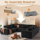 Cloud Sectional Couches for Living Room,U Shaped Modular Sofas No Assembly,135x107 Inches Plush Corduroy Oversized Floor Couch Set with Deep Seat Chaise,Black by CozyNest Decor