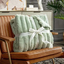 Cozy Bliss Faux Fur Throw Blanket for Couch, Cozy Warm Plush Striped Blanket for Sofa Bedroom Living Room, 60 * 80 Inches Sage Green by CozyNest Decor