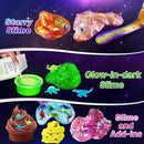 Dinosaur Slime Kit for Girls, Glimmer Crunchy, Galaxy Slime Making Kit for Kids 6-12, Glow in The Dark DIY Slime Kit with Add-ins, Foam Balls, Charms, Glitters, Dinosaur Gift Toys by TinyTreasures Baby Boutique