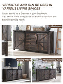T4TREAM 60'' Farmhouse Dresser Chests for Bedroom w/4 Drawers & Sliding Barn Doors, Wide Dresser TV Stand, Tall Chest of Drawers, Rustic Dresser Organizer for Bedroom, Living Room, Dark Rustic Oak by TinyTreasures Baby Boutique