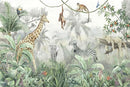 Nursery Safari Wallpaper Kids Tropical Jungle Banana Leaf Wall Mural Animals Wall Decor for Boys Room Girls Room Bedroom Living Room(Not Self-Adhesive) by TinyTreasures Baby Boutique