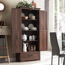 JXQTLINGMU Farmhouse Kitchen Pantry Cabinet - 72" Tall Wood Kitchen Storage Cabinets with Adjustable Shelves & 2 Barn Doors & Drawer, Versatile Storage for Dining Room, Bathroom, Rustic Brown by CozyNest Decor
