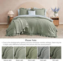King Comforter Set - 7 Pieces Ruffle Sage Green Bedding Sets, Shabby Chic Farmhouse Bed in a Bag King with Ruffle Comforter, Floral Sheets, Pillowcases & Shams by CozyNest Decor