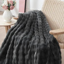 NEWCOSPLAY Faux Fur Throw Blanket Grey Bubble Blanket Thick Warm Soft for Couch Sofa Bed 550GSM (Grey, Throw(50"x60")) by CozyNest Decor