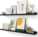 Solid Ash Wood Floating Shelves, Wood Picture Ledge Shelf Set of 2, 48 Inch Long Large Photo Ledge Shelves, Nursery Book Shelves Wall Mounted for Living Room Kids' Bedroom Decor, Black by TinyTreasures Baby Boutique