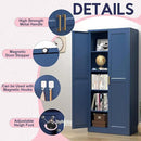 71" Storage Cabinet, Metal Pantry Cabinet, Kitchen Pantry Storage Cabinets with Doors and 4 Shelves, Cabinets for Laundry Room, Living Room, Dinning Room, Assembly Required, Blue by CozyNest Decor