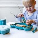 Baby Cutlery with Case, Baby Spoon & Fork Set, Baby Cutlery for Babies, First self Feeding Cutlery, Silicone Baby Spoon & Fork, 6 Months Plus, (Blue) by TinyTreasures Baby Boutique