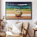 ElephantStock Baseball In Stadium Wall Art - Horizontal Framed Canvas - 1-Piece Living Room Wall Decor - Car Photography Canvas Print - Brown and Beige Decor for Wall - 43" X 29" by CozyNest Decor
