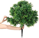Premium 16" Diameter Artificial Japanese Boxwood Topiary – Set of 2 Faux Plants with Ground Spikes – UV-Resistant, Realistic Outdoor & Indoor Garden Décor – Weatherproof and Durable by GreenHaven Gardens