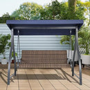 BPS 3 Seat Outdoor Porch Swing with Adjustable Canopy, PE Wicker Patio Swing Chair with Quick-Drying Foam Seat, 882 LBS Capacity, Proch Swings for Deck, Backyard, and Lawn, Dark Blue by GreenHaven Gardens