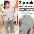 2 Pack Toddler Baby Girl Pants Flare Leggings Ribbed Knit Newborn Bell Bottoms Solid Ruffle Infant Pants for Girls by TinyTreasures Baby Boutique