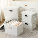 PRANDOM Large Collapsible Storage Bins with Lids [3-Pack] Fabric Foldable Storage Boxes Organizer Containers Baskets Cube with Cover for Home Bedroom Closet Office Beige(17.3x11.8x11.8) by CozyNest Decor