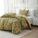 ABREEZE Paisley Bedding Sets 3Pcs Brushed Cotton Duvet Cover Set King Size Rustic Damask Green Floral Comforter Cover with Zipper Closure Boho Bedding Collections by CozyNest Decor