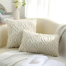 decorUhome Fall Throw Pillow Covers 24x24 Inch Set of 2, Soft Plush Decorative Faux Fur Beige Solid Couch Pillow Covers, Accent Farmhouse Neutral Square Euro Pillow Cases for Sofa Bed Living Room by CozyNest Decor
