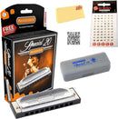 Hohner 560 Special 20 Harmonica - Key of B Bundle with Carrying Case, Key Stickers, Harmonica Beginner Online Manual, and Austin Bazaar Polishing Cloth by TinyTreasures Baby Boutique